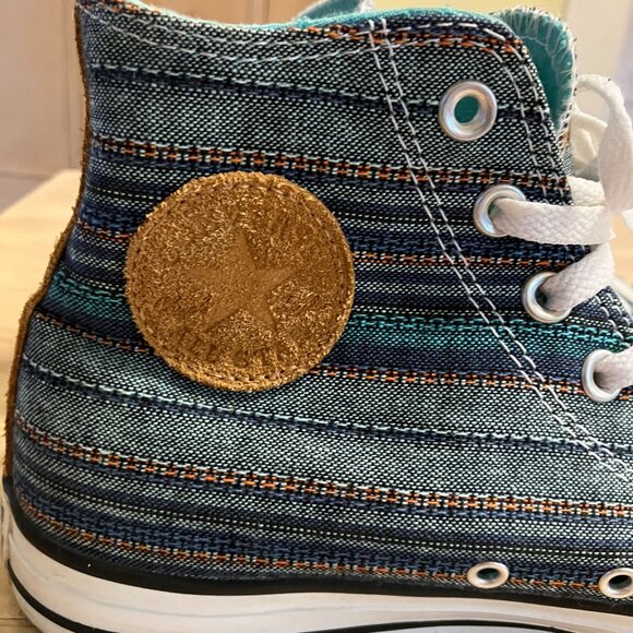 Converse Mens All Star High Top Peacock Acor Striped Sneakers Size 9 Blue SP EXC - Picture 2 of 12